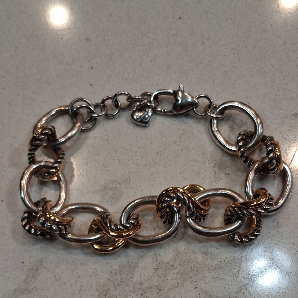 Brighton Silver and Gold Tone Chain Bracelet.